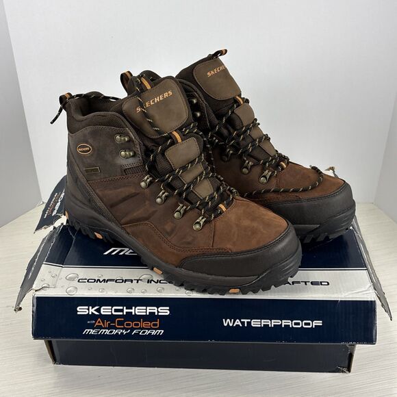 Skechers Relment Traven Dark Brown Men's Waterproof Boots-Size 13 NWB 65529/CDB - Picture 1 of 8